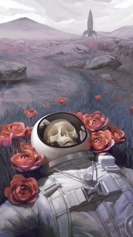 Космонавт с цветами
