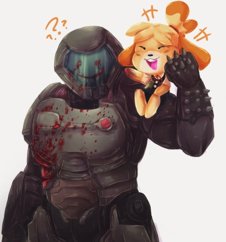 Animal crossing изабель и doomguy