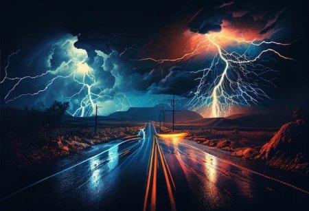 Lightning and thunderstorm