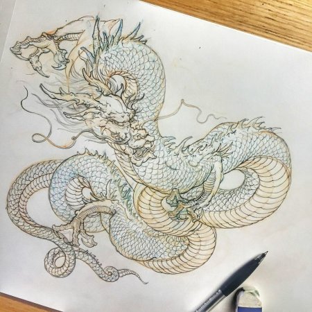 Эскиз японского дракона
