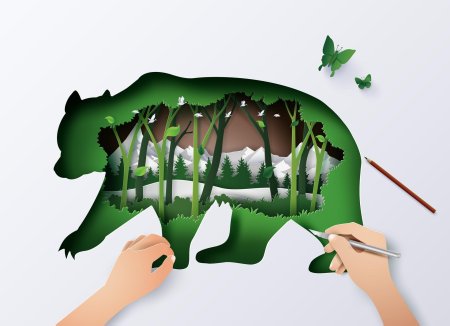 Лес в стиле papercut