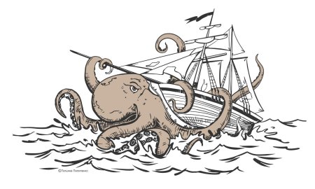 Раскраска пираты карибского моря кракен