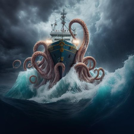 Кракен атакует корабль