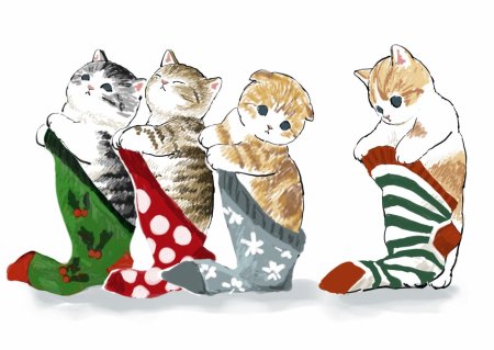 Котики новогодние рисунки