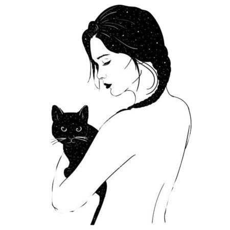 Девушка с кошкой рисунок