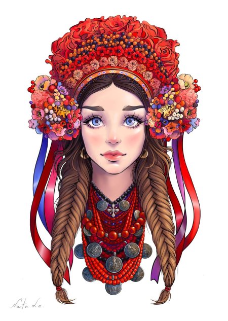 Русская красавица рисунок
