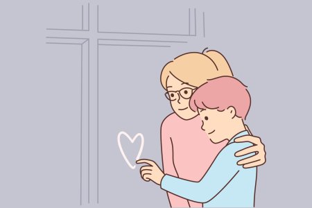 Мама обнимает сына рисунок