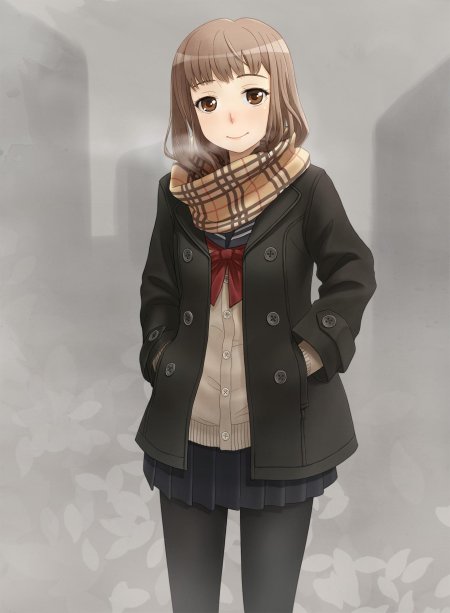 Аниме девушка в пальто